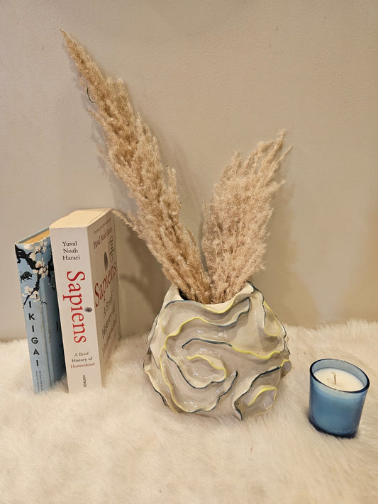 Whispering Wave Ceramic Flower Vase
