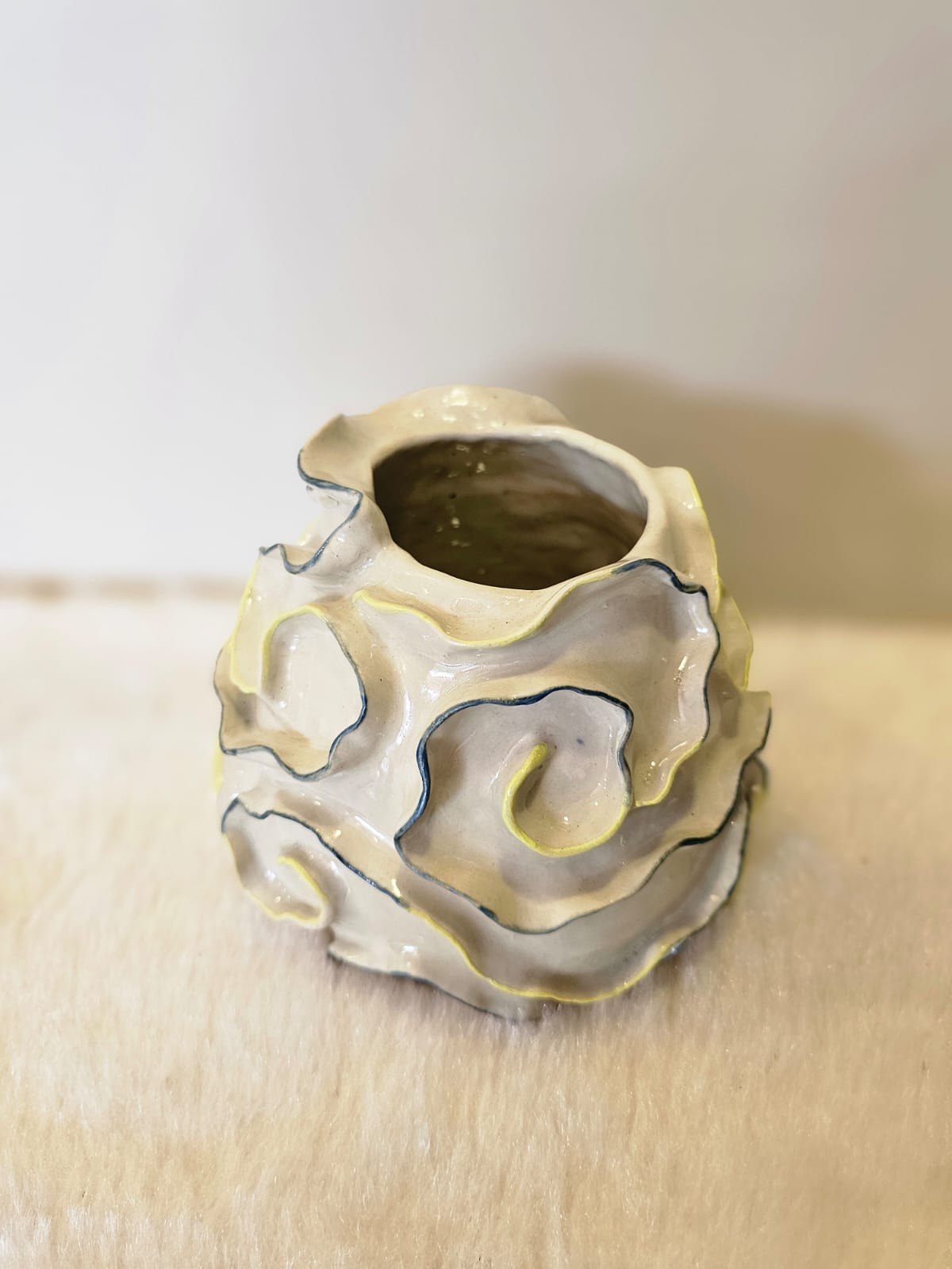 Whispering Wave Ceramic Flower Vase