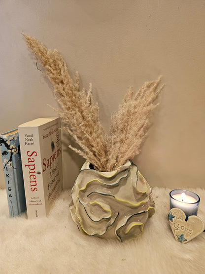Whispering Wave Ceramic Flower Vase